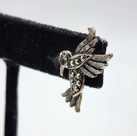 1994 Just For Spring Avon Hummingbird Earrings Faux Marcasite Pierced Amethyst - Picture 2 of 8